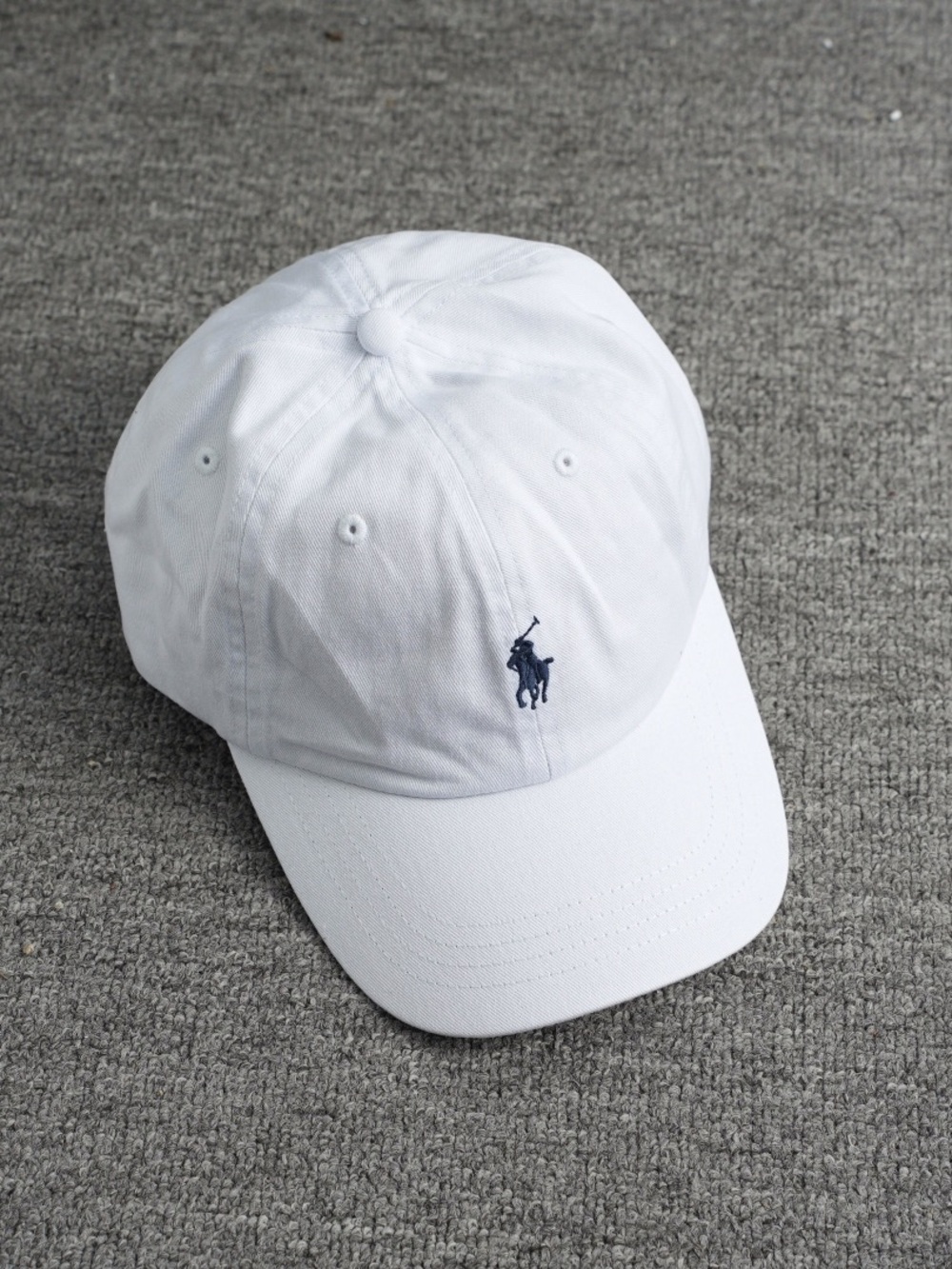 Polo by Ralph Lauren White Baseball Cap with Navy Polo Pony - Picture 2 of 6